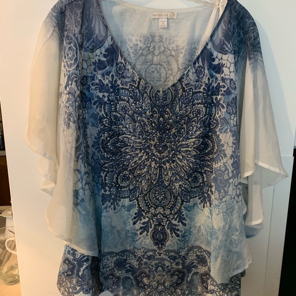WESTPORT 1962 Tops - WESTPORT 1962 BLUE & WHITE WITH JEWELS.